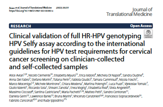HPV SELFY: THE FIRST FULL GENOTYPING HPV TEST VALIDATED FOR PRIMARY CERVICAL CANCER SCREENING ON SELF-COLLECTED SAMPLES