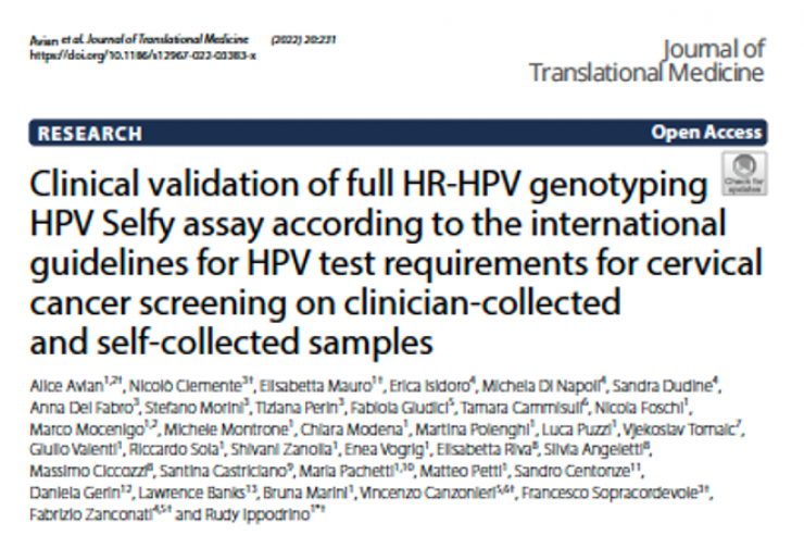 HPV SELFY: THE FIRST FULL GENOTYPING HPV TEST VALIDATED FOR PRIMARY CERVICAL CANCER SCREENING ON SELF-COLLECTED SAMPLES